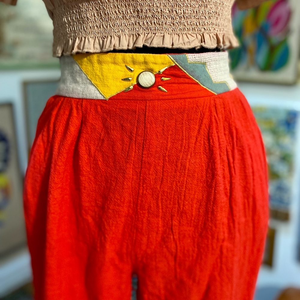 Vintage Red Studded Beaded Embellished Southwestern Lounge Comfy Pants Anthro